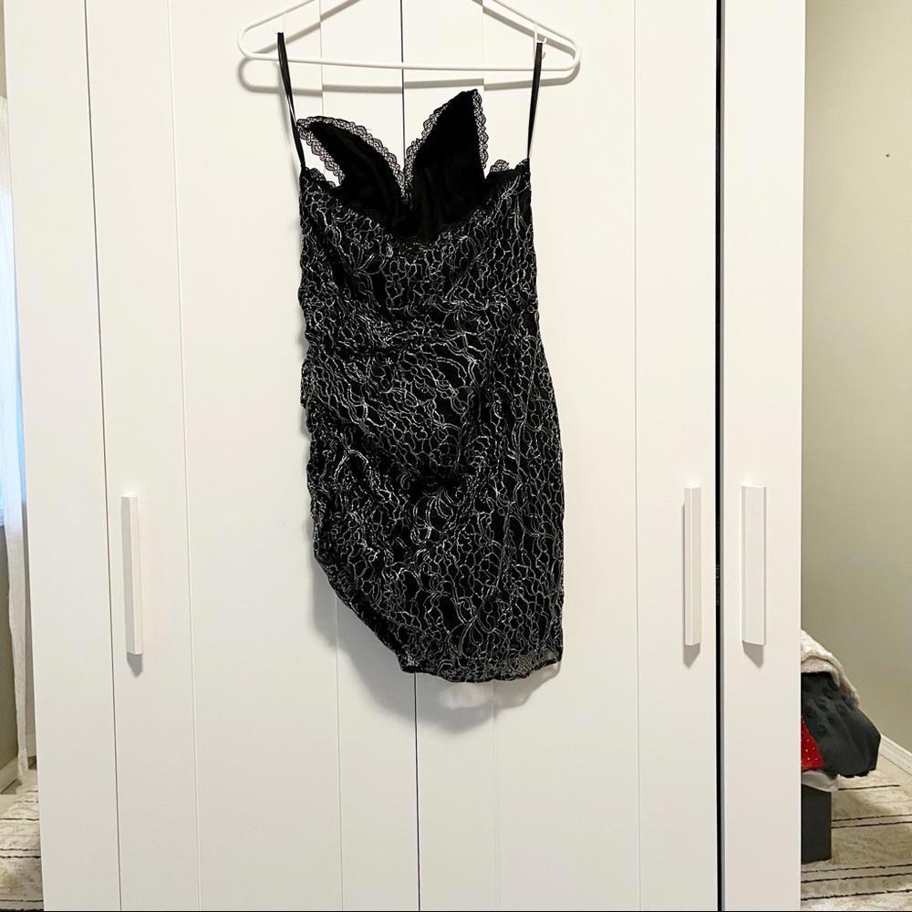 h:ours Mae Mini Dress in Metallic Black - Picture 3 of 4